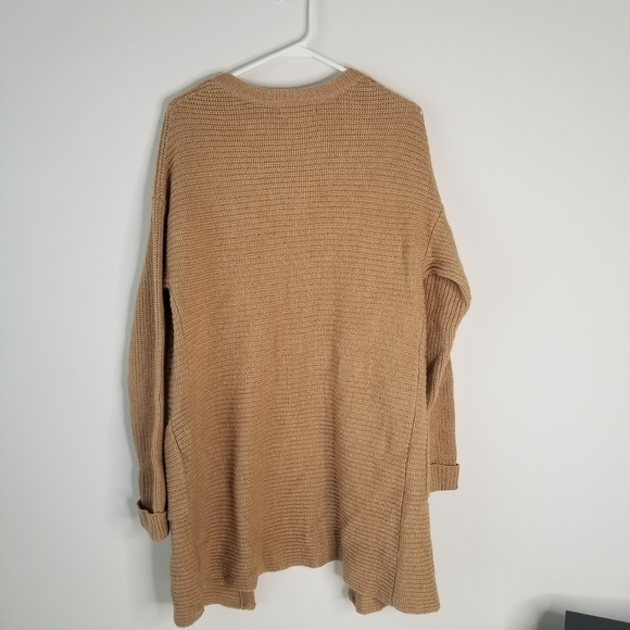 Tahari 100% Extra Fine Merino Wool Long Sleeve Duster Cardigan Camel Brown L - Picture 3 of 13